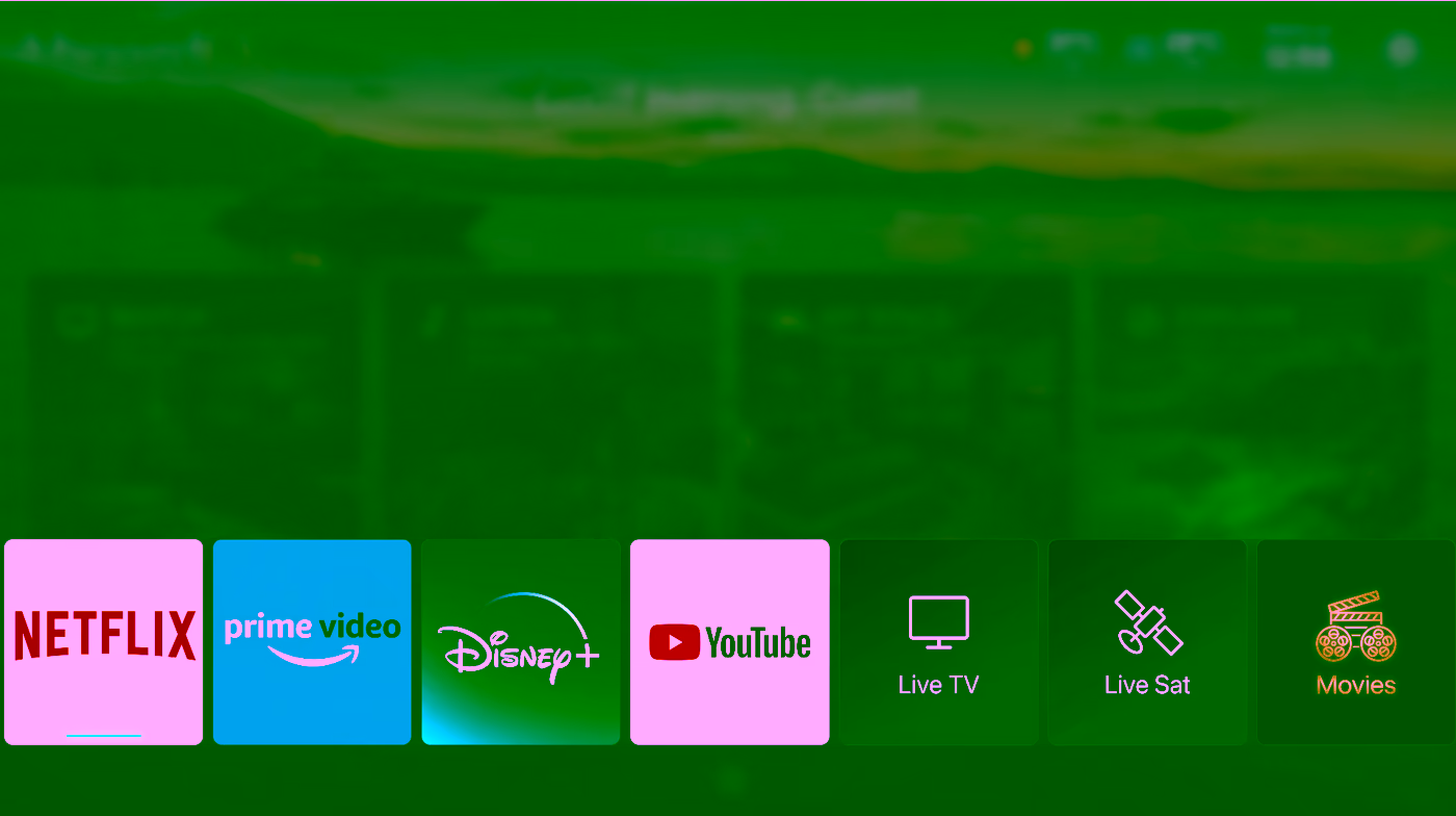 Watch row with streaming apps, live TV and movies